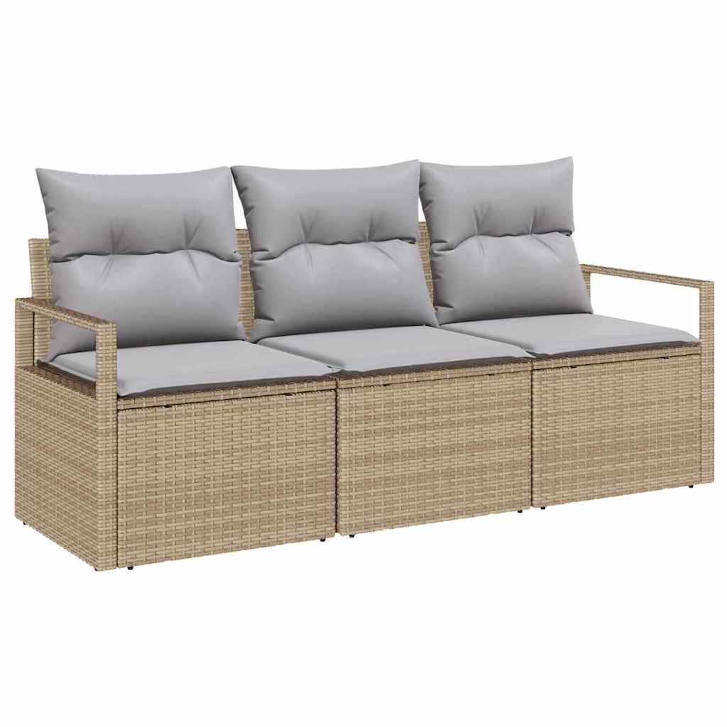 Garten-Sofa-Set mit Kissen 3 pcs Beige und Hellgrau